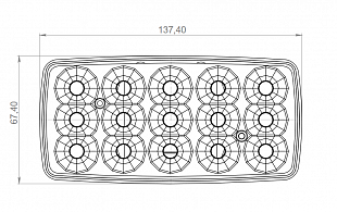Фонарь заднего хода белый 15 диодов (12-24B) размер 138х68х46мм с металическим  кронштейном